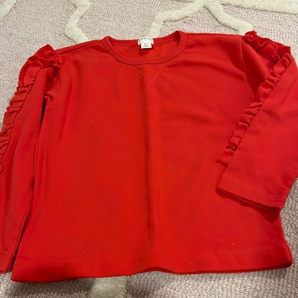 Crewcuts ruffle sleeve fleece lined top